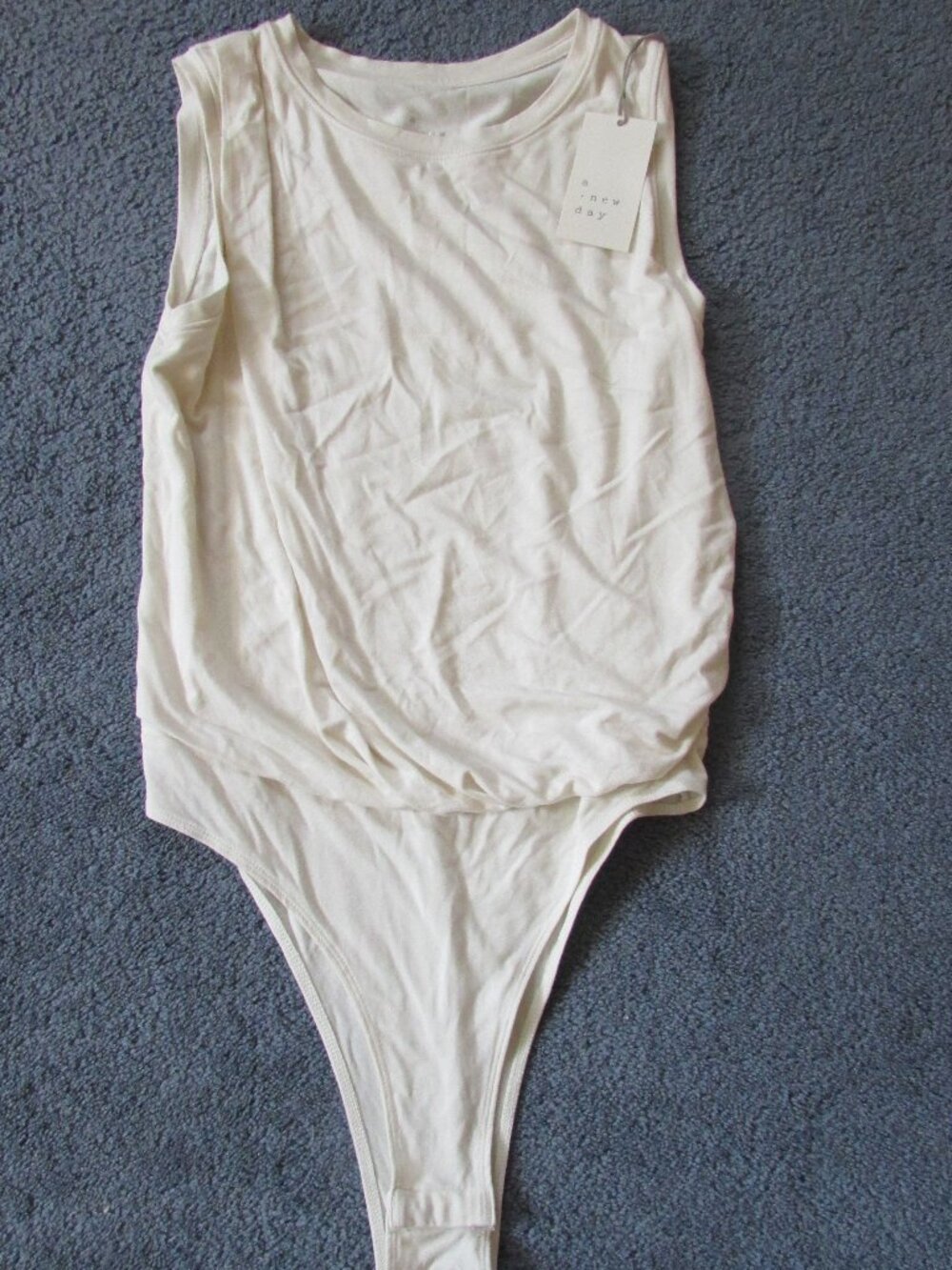 NWT A New Day XL Cream Sleeveless Tank One Piece Bodysuit Rayon
